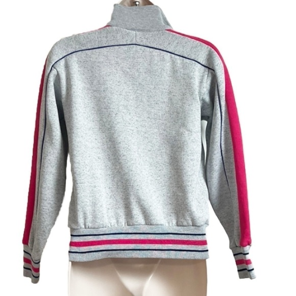 MacGregor Women’s Vintage Track Jacket Full Zip Sweatshirt Gray Pink Blue Small - Picture 4 of 13
